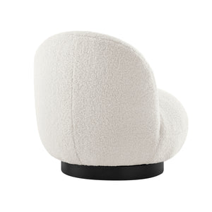 Zolia Faux Shearling Swivel Accent Chair, Shearling Beige