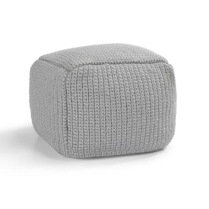 Performance Prism Outdoor Pouf - Handwoven Gray