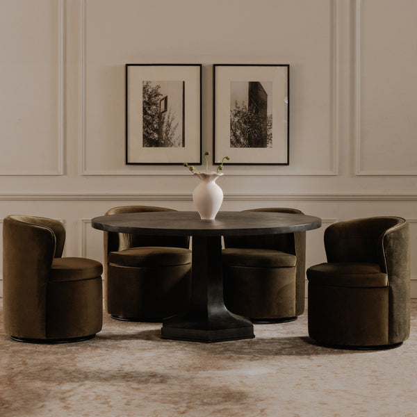 Moe's Dane Swivel Dining Chair in Faux Green Mohair