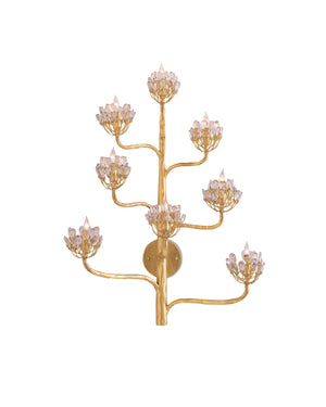 Agave Americana Gold Wall Sconce In Dark Contemporary Gold Leaf
