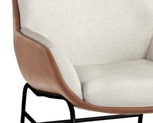 LUCIER LOUNGE CHAIR - BELFAST OATMEAL / BRAVO COGNAC