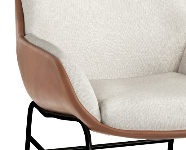 LUCIER LOUNGE CHAIR - BELFAST OATMEAL / BRAVO COGNAC