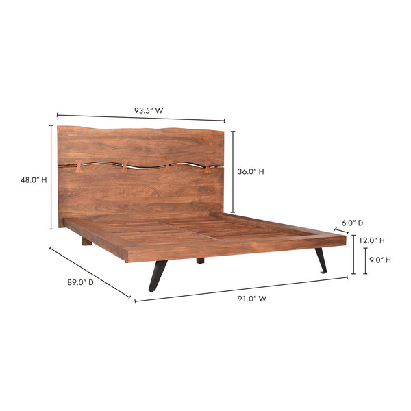 Madagascar King Platform Bed in Brown Acacia