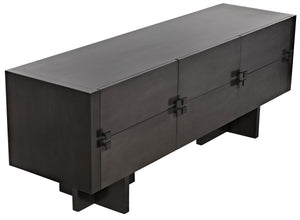 Amidala Mahogany and Veneer Sideboard with Brass Pulls in Two-Tone Pale