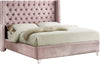 Isabel King Bed In Pink Velvet