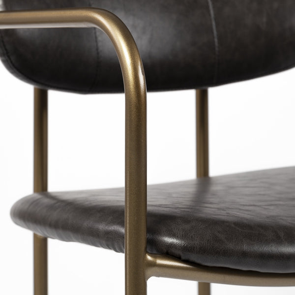Parker Brown Faux Leather Seat Gold Metal Dining Chair