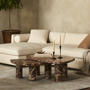 Zion Coffee Table Set - Merlot Marble