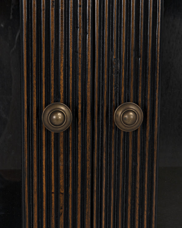 Noho Hutch in Mahogany, Hand-Rubbed Black with Light Brown Accents
