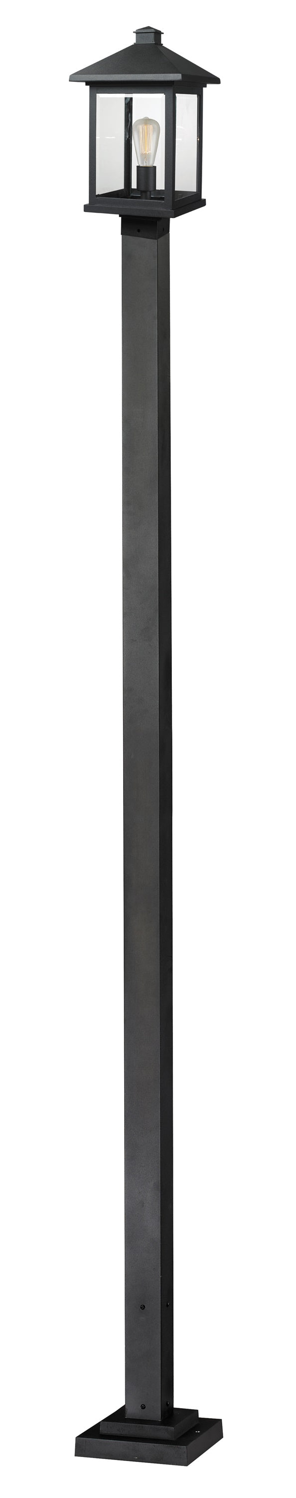 Portland 1 Light Outdoor Post Light in Black Finish