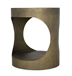 Eclipse Round Side Table, Metal with Aged Brass Finish
