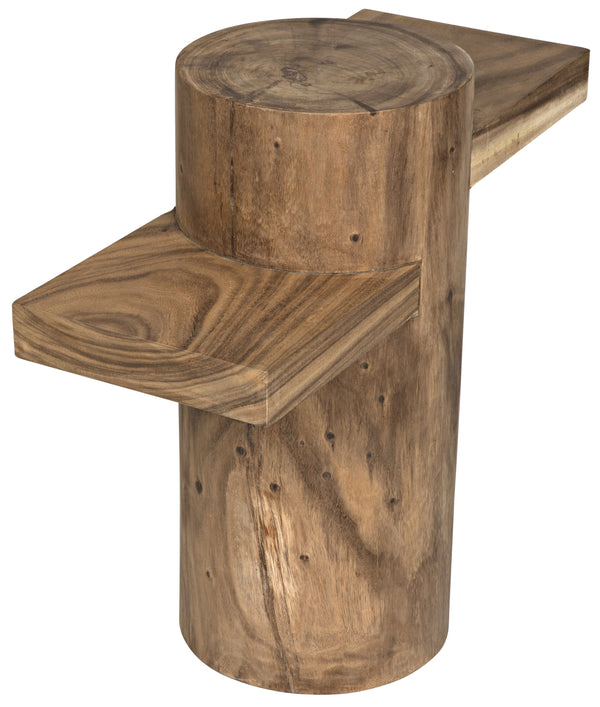 Tabula Munggur Wood Side Table with Semi-Gloss Finish