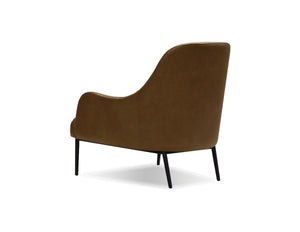 Swoon Lounge Chair in brown leather and black legs