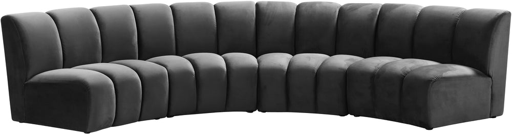 Lynda 4pc. Modular Sectional In Grey Velvet