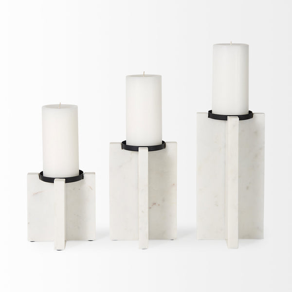 Sophia 5.5"L x 3.5"W x 10.5"H Marble Candle Holder Large
