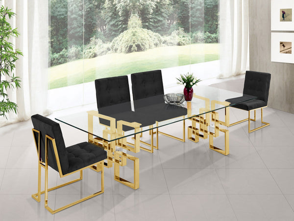 Benny Dining Chair In Black Velvet