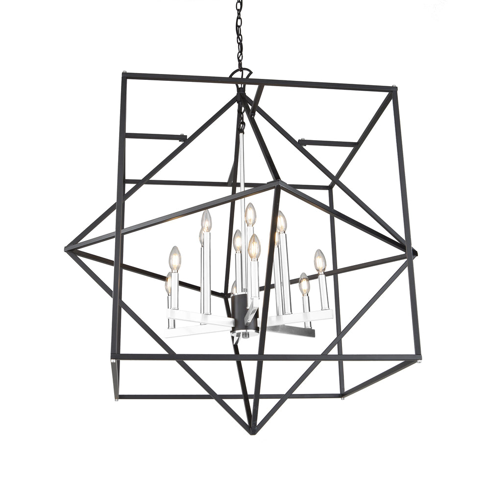 Roxton AC11202PN Chandelier in Matte Black & Polished Nickel