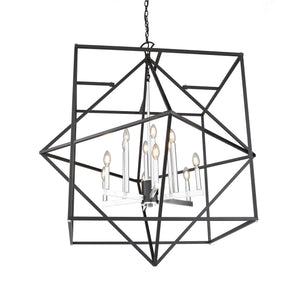 Roxton AC11202PN Chandelier in Matte Black & Polished Nickel