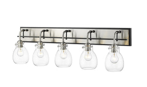 Kraken 5 Light Vanity in Matte Black + Brushed Nickel Finish