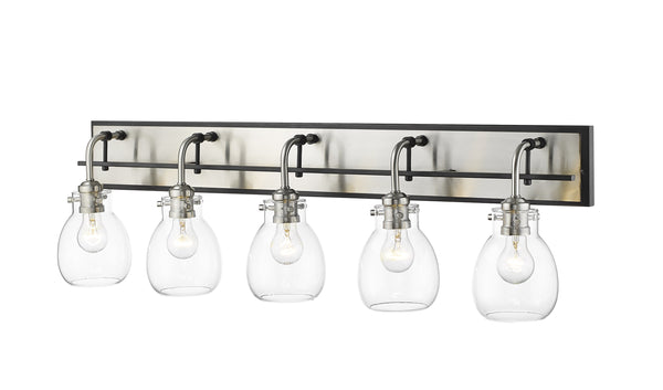 Kraken 5 Light Vanity in Matte Black + Brushed Nickel Finish