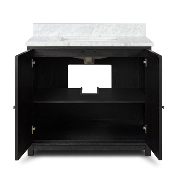 Millie Single Vanity - Satin Drifted Black Veneer