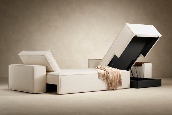 NEWILLA SOFA BED W/LOUNGER 57"X118", W/WIDE ARM RESTS