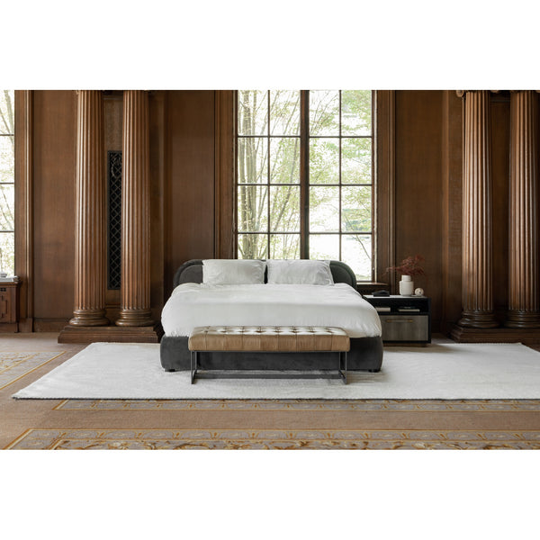 Moe's Wyatt Leather Bench Tan with Iron Frame