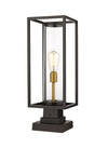 Dunbroch 1 Light Outdoor Pier Mounted Fixture in Deep Bronze + Outdoor Brass Finish