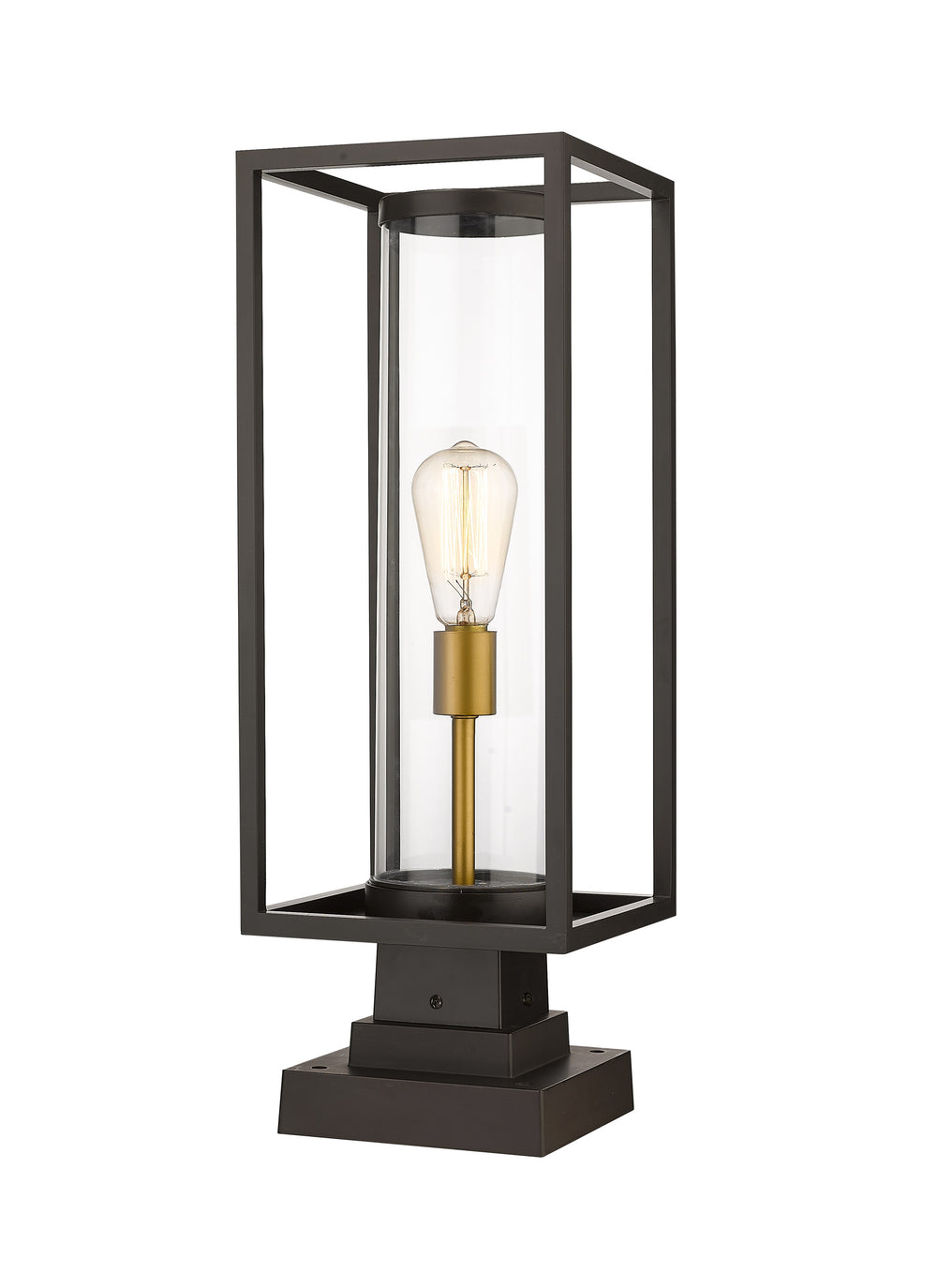 Dunbroch 1 Light Outdoor Pier Mounted Fixture in Deep Bronze + Outdoor Brass Finish