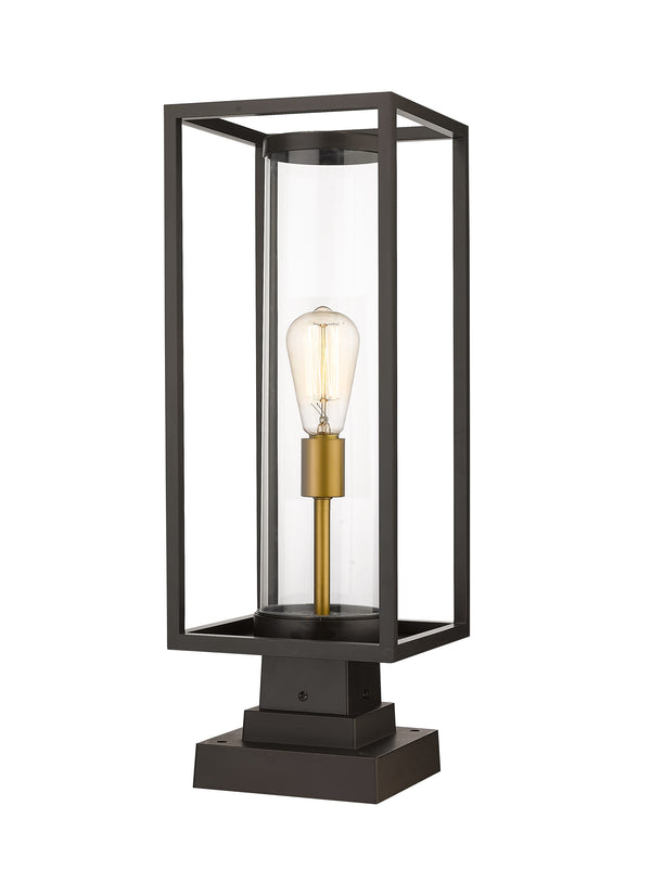 Dunbroch 1 Light Outdoor Pier Mounted Fixture in Deep Bronze + Outdoor Brass Finish