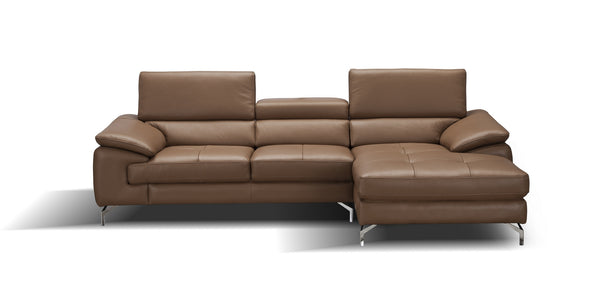 Jett Italian Leather Mini Sectional Right Facing Chaise in Caramel