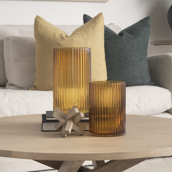 Dawn Short Amber Glass Vase