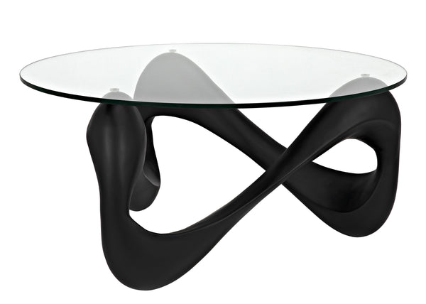 Orion Black Resin and Glass Coffee Table