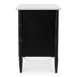 Eleanor Nightstand in Black with Marble Top