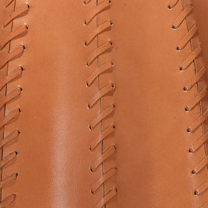 Beckham Leather Table Lamp with Linen Shade, Tan