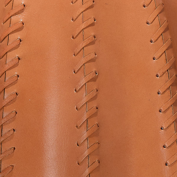 Beckham Leather Table Lamp with Linen Shade, Tan