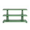 THREE TIER TWO COLUMN CONSOLE IN TEXTURED GREEN LINEN