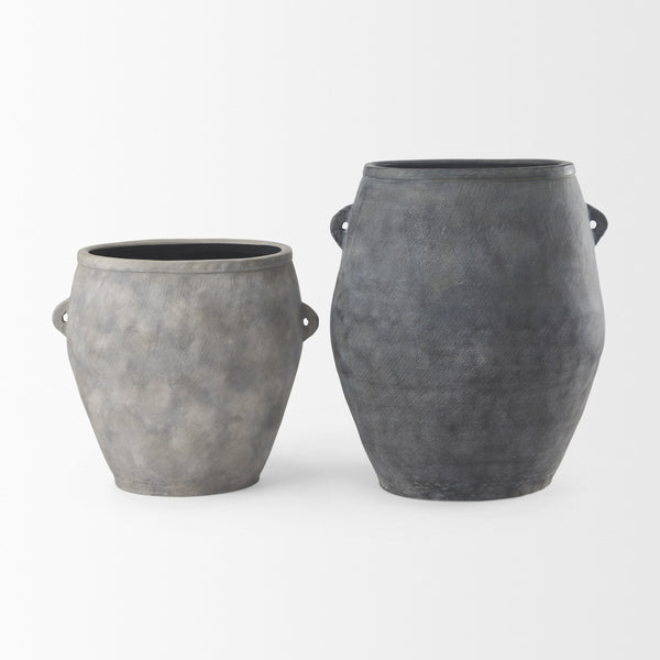 Zuma 27.2L x 18.1W x 24.4H Light Gray Ceramic Floor Vase