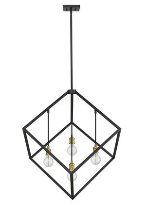 Vertical 4 Light Pendant in Bronze + Olde Brass Finish