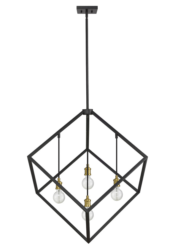 Vertical 4 Light Pendant in Bronze + Olde Brass Finish