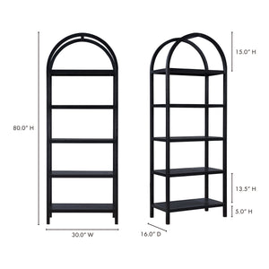 Moe's Eero Black Oak Bookcase with Arch Support
