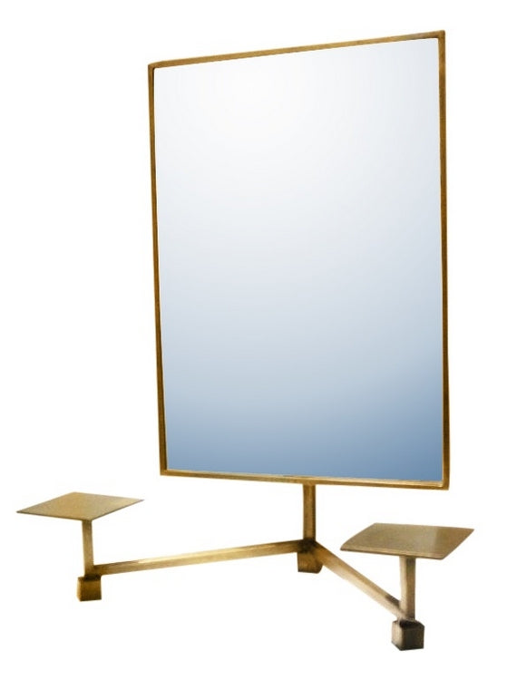 Desk Top Rectangular Mirror Antique Brass Finish
