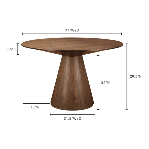 Moe's Otago 47" Round Walnut Dining Table