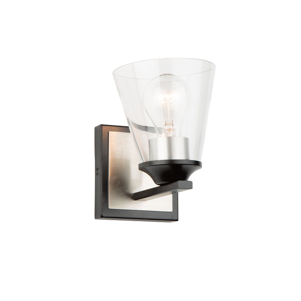 Wheaton 1 Light Wall Light in Black & Brushed Nickel