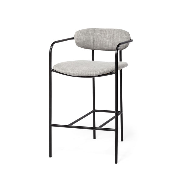 Parker Gray Fabric Seat Black Metal Counter Stool