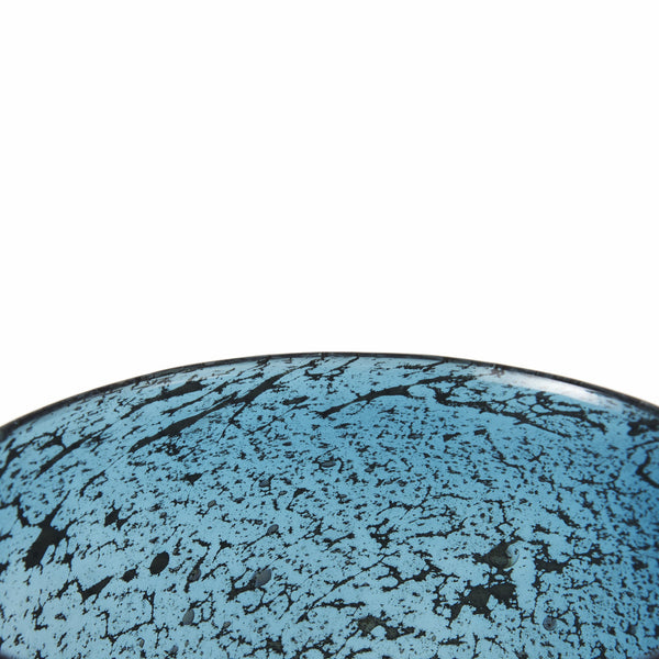 Caspian I Tall Blue Glass Antiqued Brass Bottom Vase
