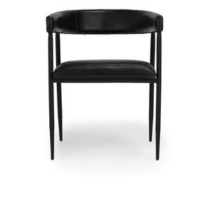 Preston Leather Dining Chair - Midnight Raven with Iron Base