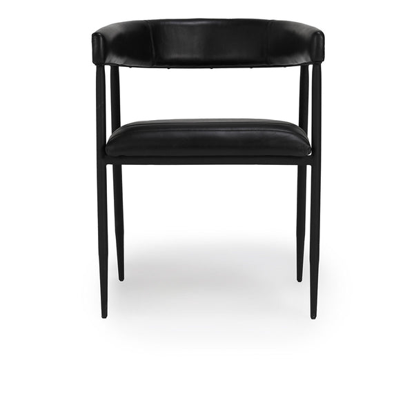 Preston Leather Dining Chair - Midnight Raven with Iron Base