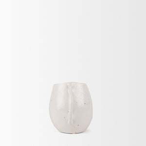 Urvi Short Off White Speckled Asymmetrical Ceramic Vase