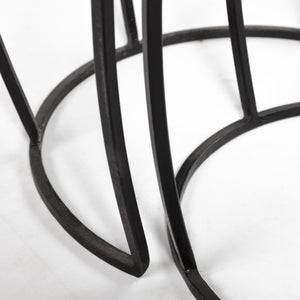 Clapp IV (Set of 2) 20L x 20W Brown Round Wood Top W/ Black Iron Frame Nesting Accent Tables