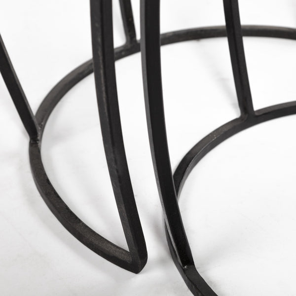 Clapp IV (Set of 2) 20L x 20W Brown Round Wood Top W/ Black Iron Frame Nesting Accent Tables